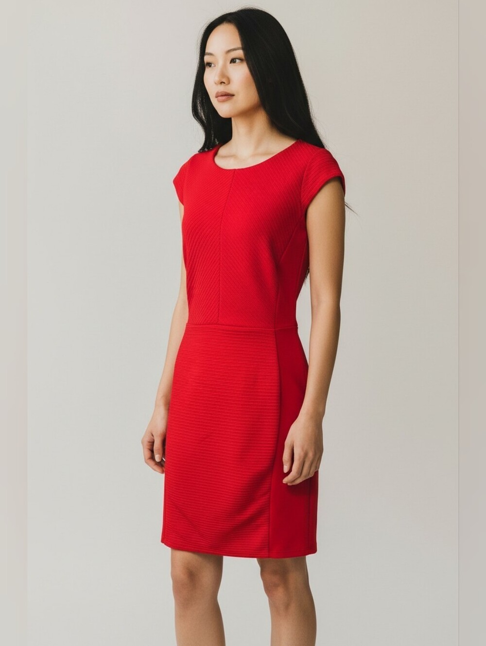 H&M Vibrant Red Cap-Sleeve Sheath Dress